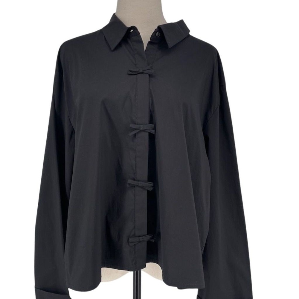 Taylor Tillman Women's XL Black Long Sleeve Blouse with Bow Accents‎